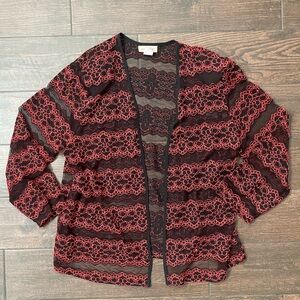 Open front long sleeve embroidered blouse